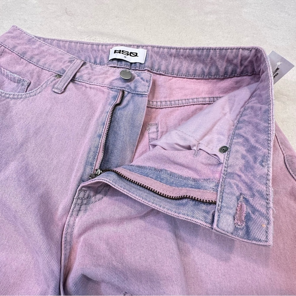 NWT RSQ Pink Acid Wash High Rise Denim Shorts - Picture 9 of 16